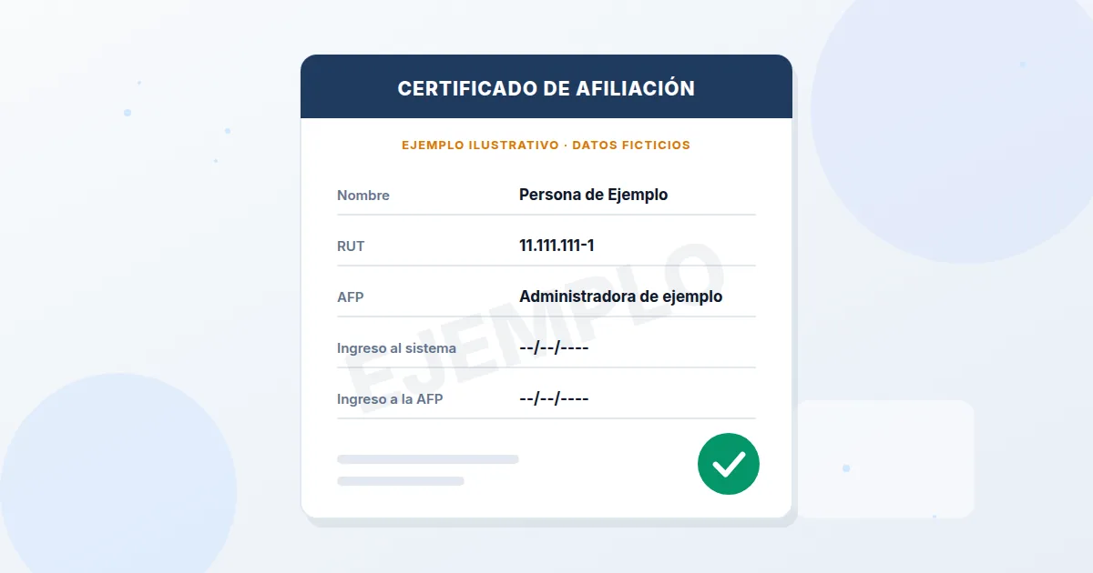 Ejemplo ilustrativo de certificado de afiliación AFP